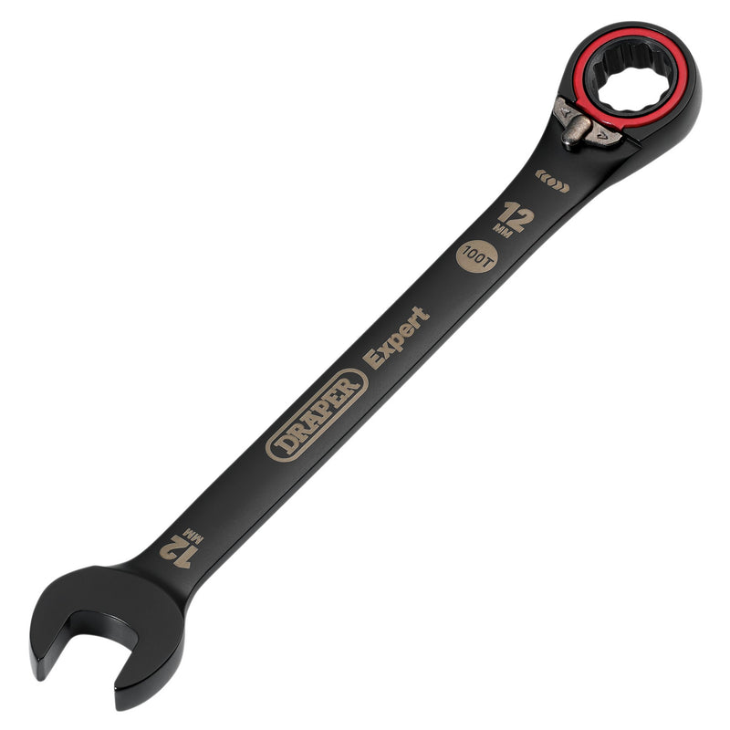 Draper 03902 Draper Expert HI-TORQ;  Metric Reversible Ratchet Combination Spanner, 12mm, Black