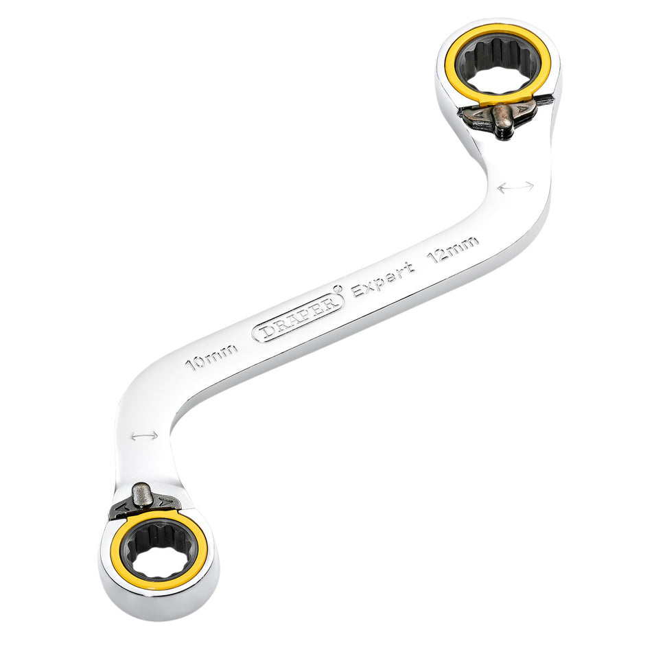 Draper Expert 03942  HI-TORQ Double Ring Ratchet S-Shape Spanner, 10 x 12mm