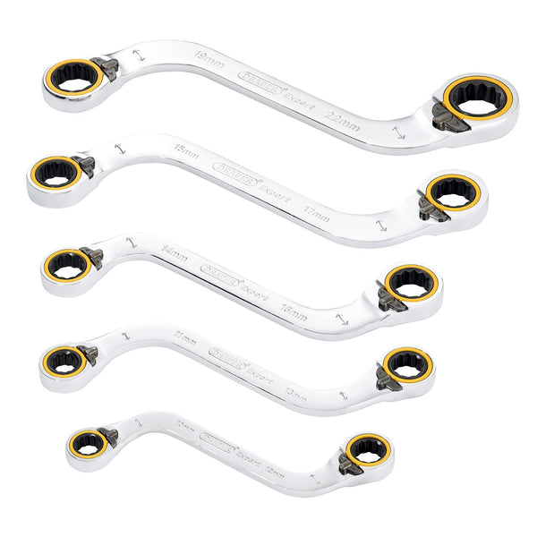 Draper Expert 03947 HI-TORQ¨ Double Ring Ratchet S-Shape Spanner Set (5 Piece)