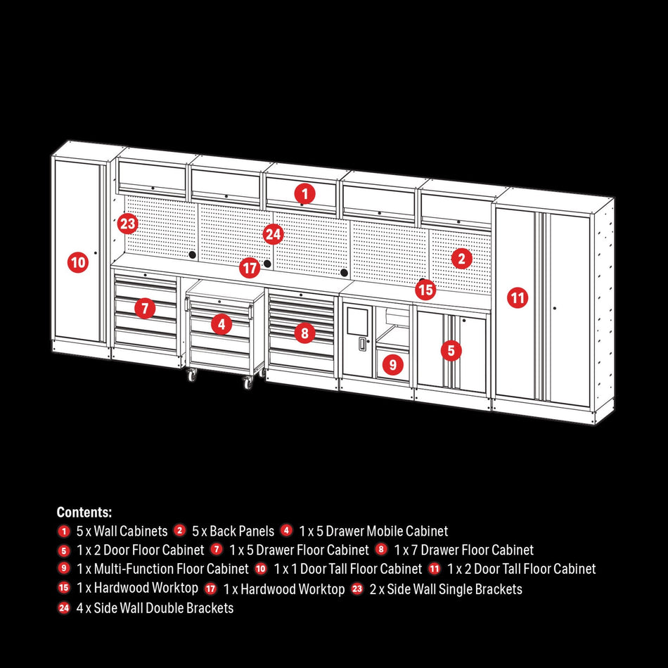 BUNKER 04390 Modular Storage Combo with Hardwood Worktop (25 Piece)