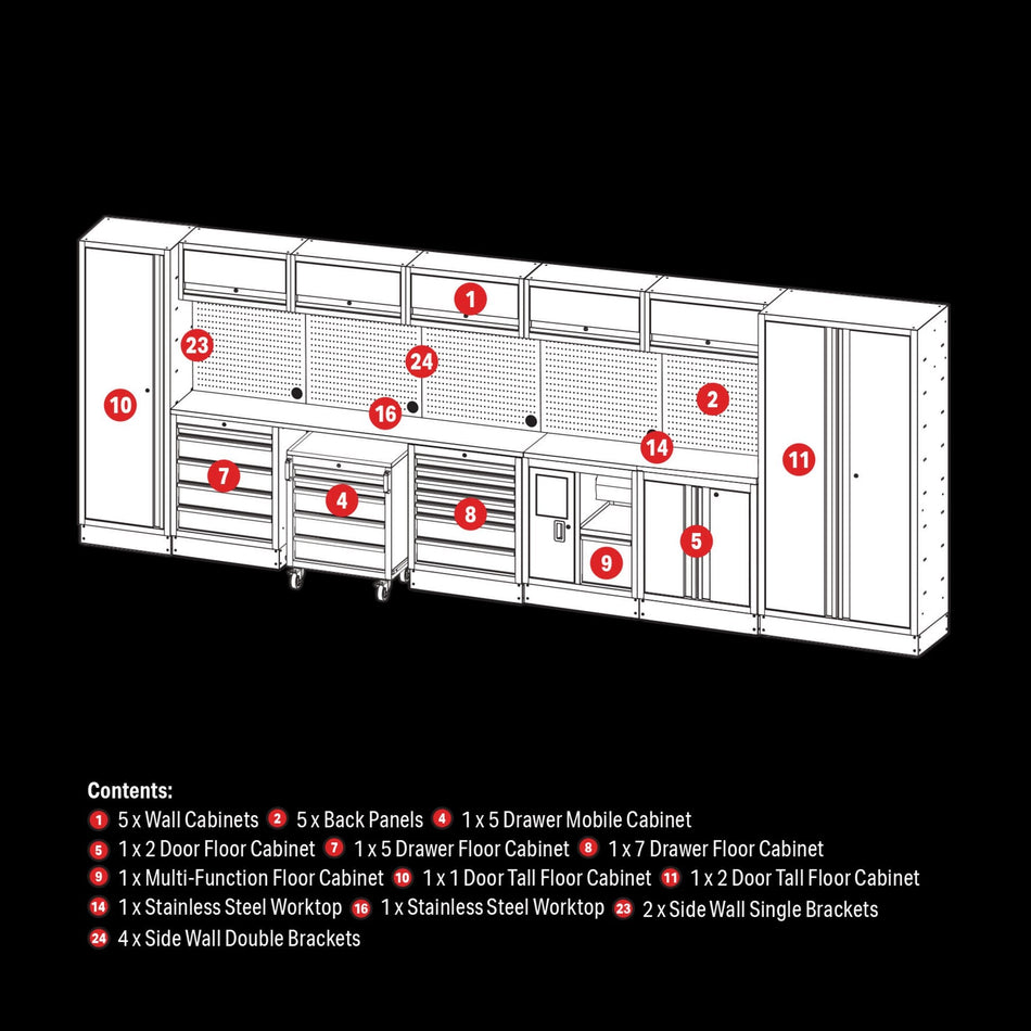 BUNKER 04393 Modular Storage Combo with Stainless Steel Worktop (25 Piece)