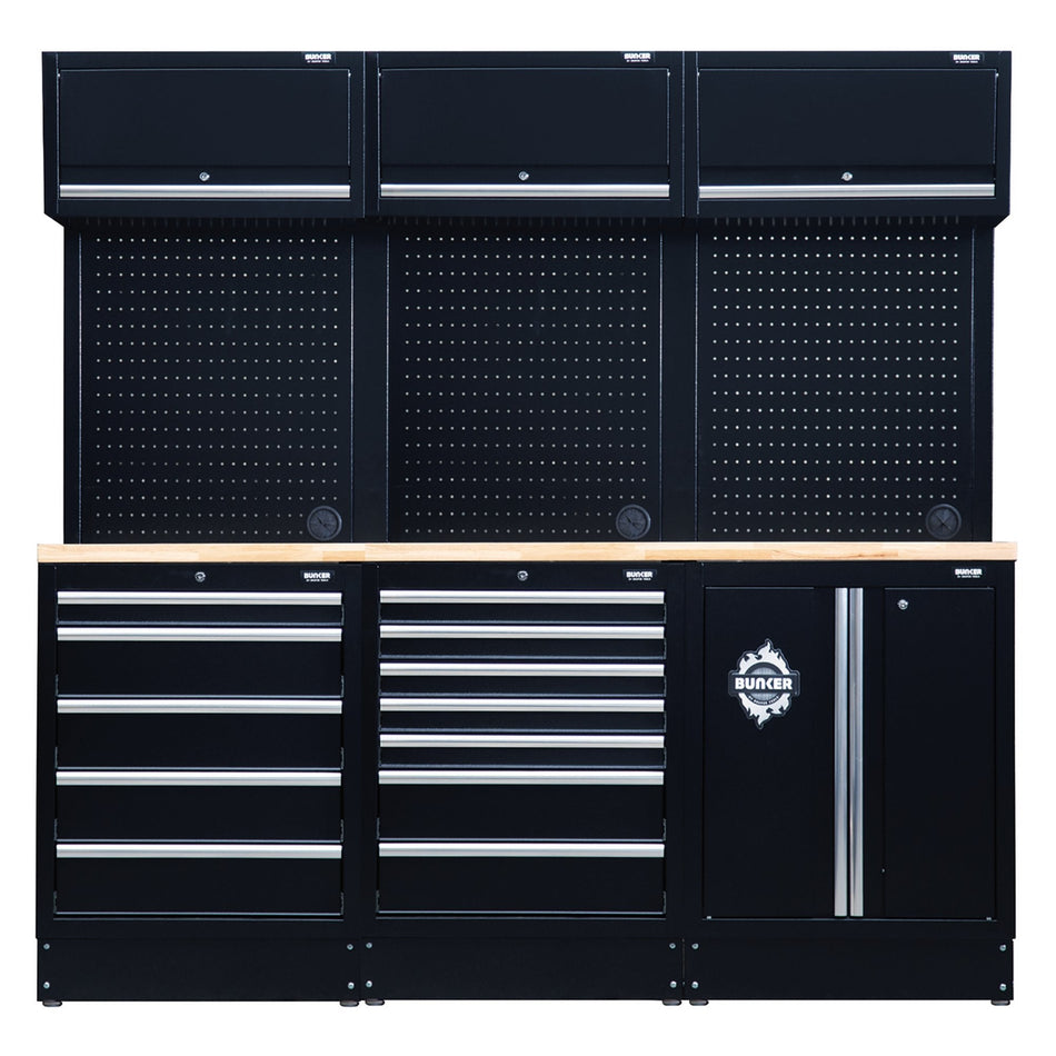 BUNKER 04411 Modular Storage Combo with Hardwood Worktop (14 Piece)