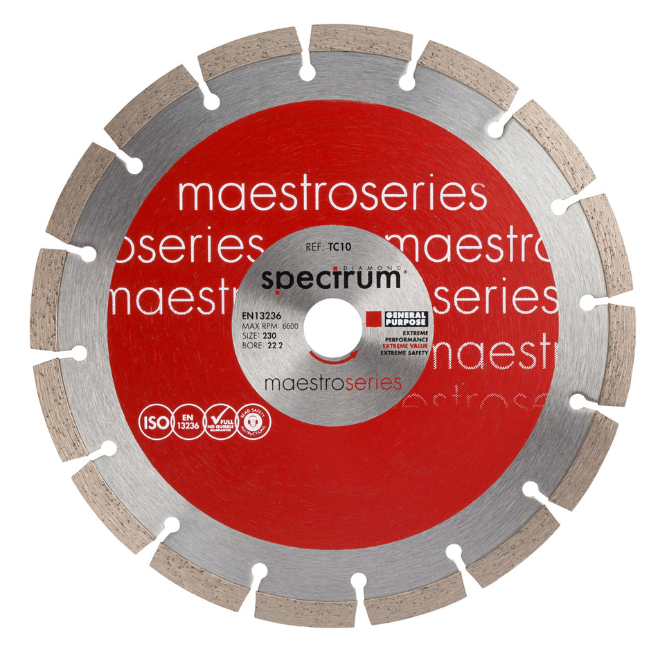 OX Tools OX-TC10-230/22 Spectrum Maestro 10mm General Purpose Diamond Blade - 230/22.23mm
