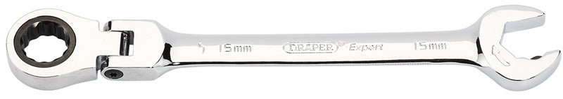 Draper 06860 Metric Combination Spanner with Flexible Head and Double Ratcheting Features (15mm)