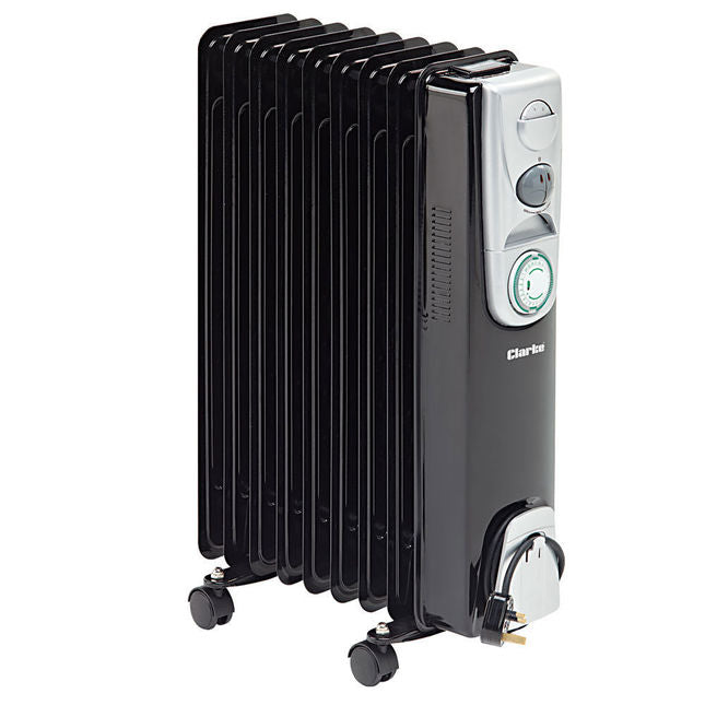 Clarke 6934009 BR9/200 2kW 9 Fin Black Oil Filled Radiator with Timer