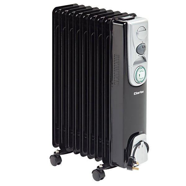 Clarke 6934009 BR9/200 2kW 9 Fin Black Oil Filled Radiator with Timer