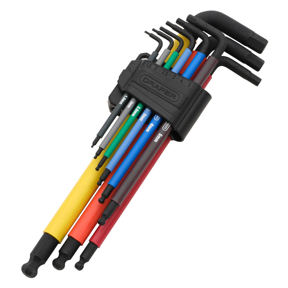 DRAPER 07109 Extra-Long Arm Hex Key Set (9 Piece)