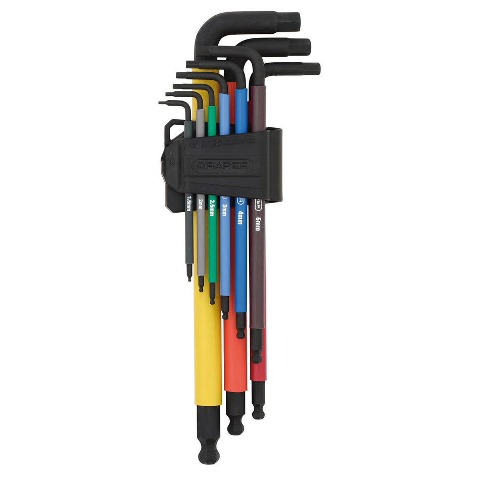 DRAPER 07109 Extra-Long Arm Hex Key Set (9 Piece)