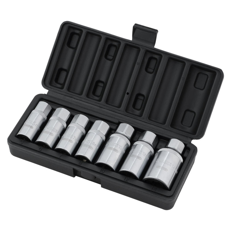 DRAPER 07119 Stud Extractor Set, 3/8" Sq. Dr., 1/2" Sq. Dr. (7 Piece)