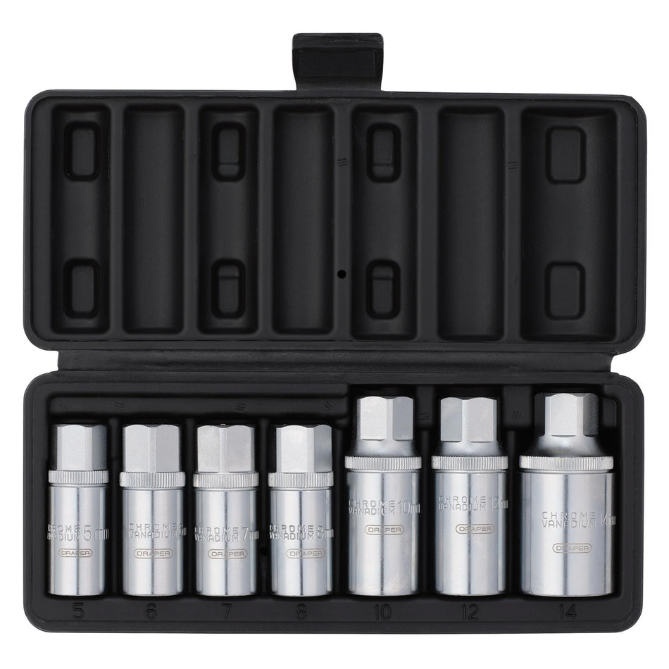 DRAPER 07119 Stud Extractor Set, 3/8" Sq. Dr., 1/2" Sq. Dr. (7 Piece)