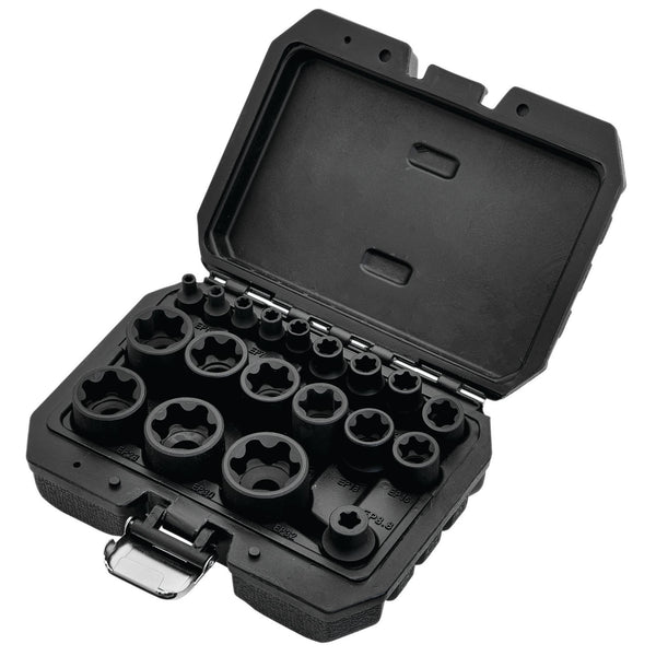 DRAPER 07128 External Torx Plus Socket Set, 1/4", 3/8", 1/2" Sq. Dr. (19 Piece)