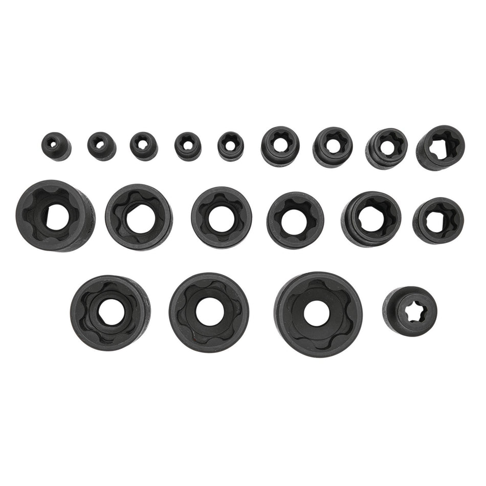 DRAPER 07128 External Torx Plus Socket Set, 1/4", 3/8", 1/2" Sq. Dr. (19 Piece)