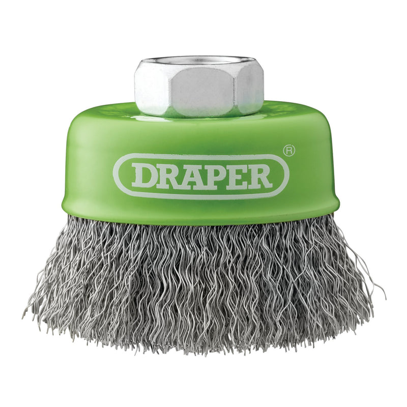 Draper 08051 Stainless-Steel Crimped Wire Cup Brush, 65mm, M14