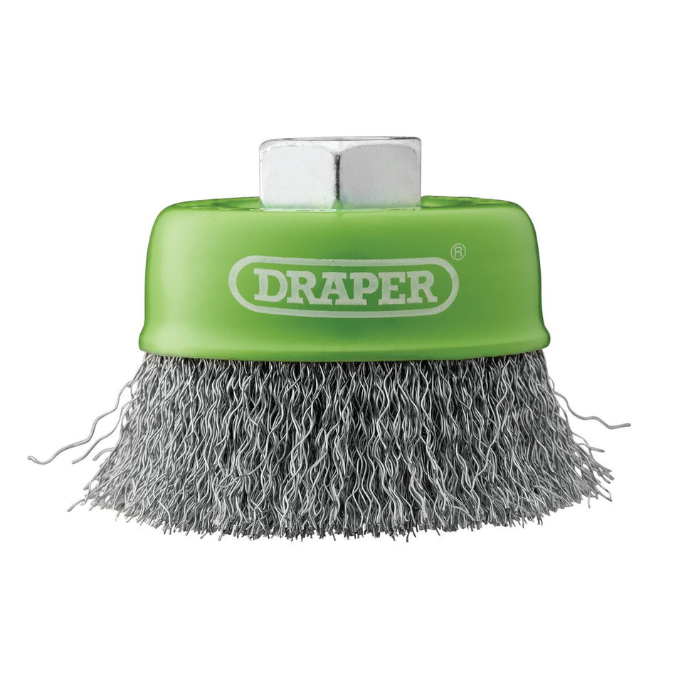Draper 08052 Stainless-Steel Crimped Wire Cup Brush, 75mm, M14