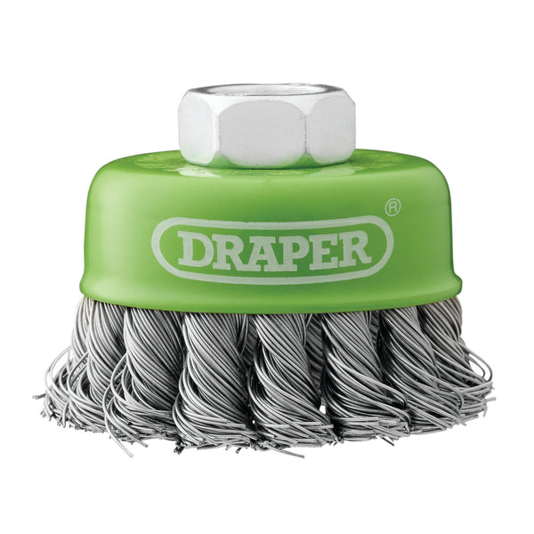 Draper 08053 Stainless-Steel Twist-Knot Wire Cup Brush, 65mm, M14