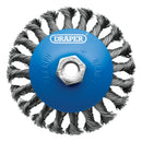 Draper 08063 Steel Bevelled Twist-Knot Wire Wheel Brush, 115mm, M14