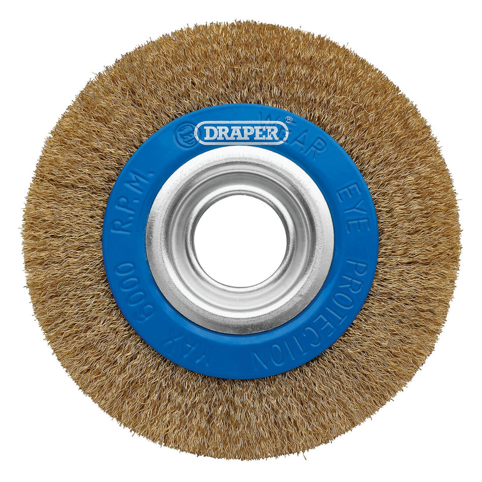 Draper 08066 Brassed Steel Bench Grinder Wire Wheel Brush, 150 x 31.75mm