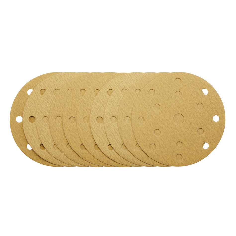 Draper 08475 Gold Sanding Discs with Hook & Loop, 150mm, 180 Grit, 15 Dust Extraction Holes (Pack of 10)