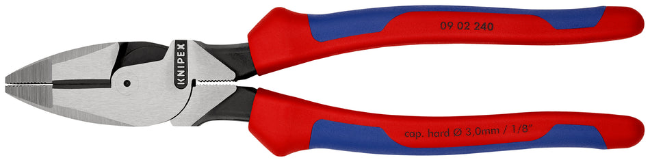 KNIPEX 09 02 240 Lineman's Pliers American style with multi-component grips black atramentized 240 mm
