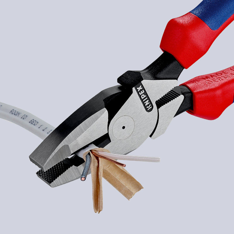 KNIPEX 09 02 240 Lineman's Pliers American style with multi-component grips black atramentized 240 mm