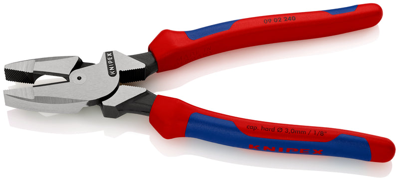 KNIPEX 09 02 240 Lineman's Pliers American style with multi-component grips black atramentized 240 mm