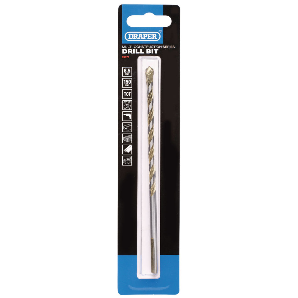 Draper 09071 Multi Construction TCT Drill Bit, 6.5 x 150mm