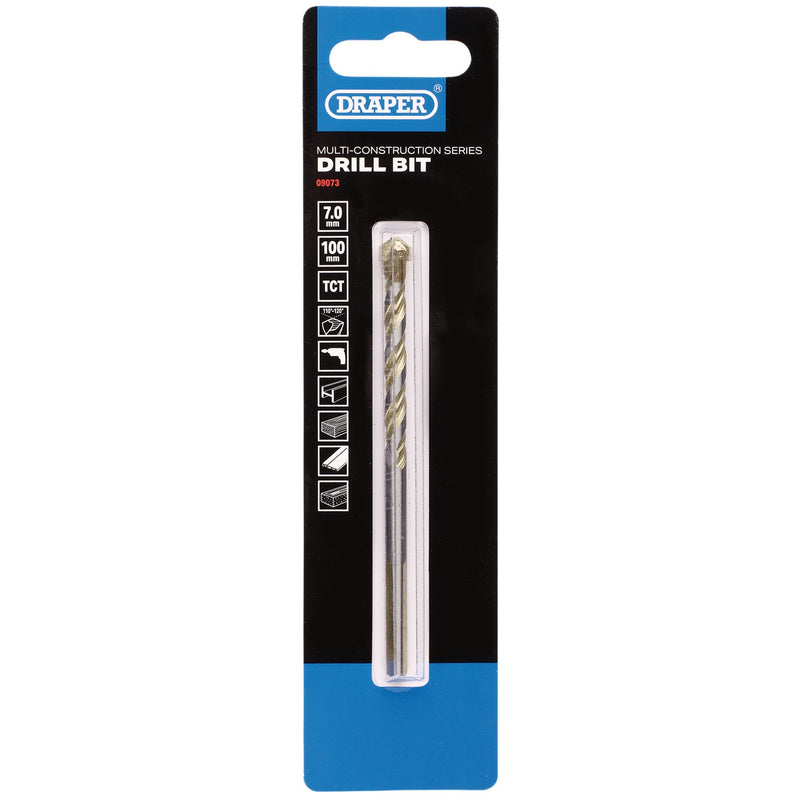 Draper 09073 Multi Construction TCT Drill Bit, 7.0 x 100mm