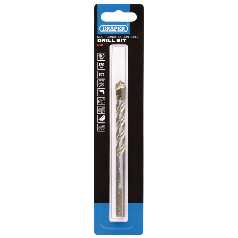 Draper 09080 Multi Construction TCT Drill Bit, 10.0 x 120mm