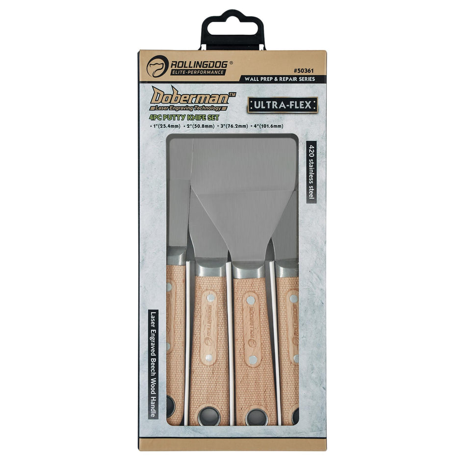 Draper 09617 ROLLINGDOG DOBERMAN™ Putty Knife Set (4 Piece)