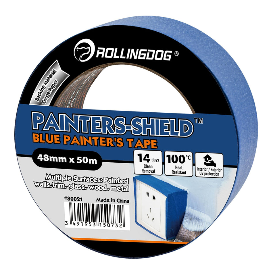 Draper 09660 ROLLINGDOG PAINTERS-SHIELD™ Blue Masking Tape, 50m x 48mm