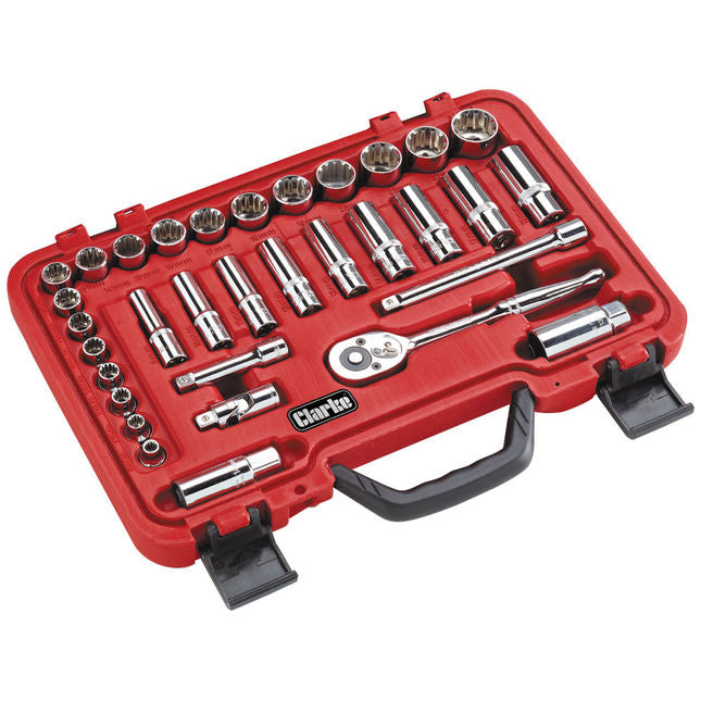 Clarke 1700788 PRO382 33 Piece 3/8Ó Multi Fit Socket Set