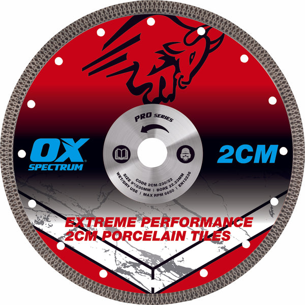 OX Tools OX-2CM-230/22 2CM Porcelain Cutting Blade - 230/22.23mm