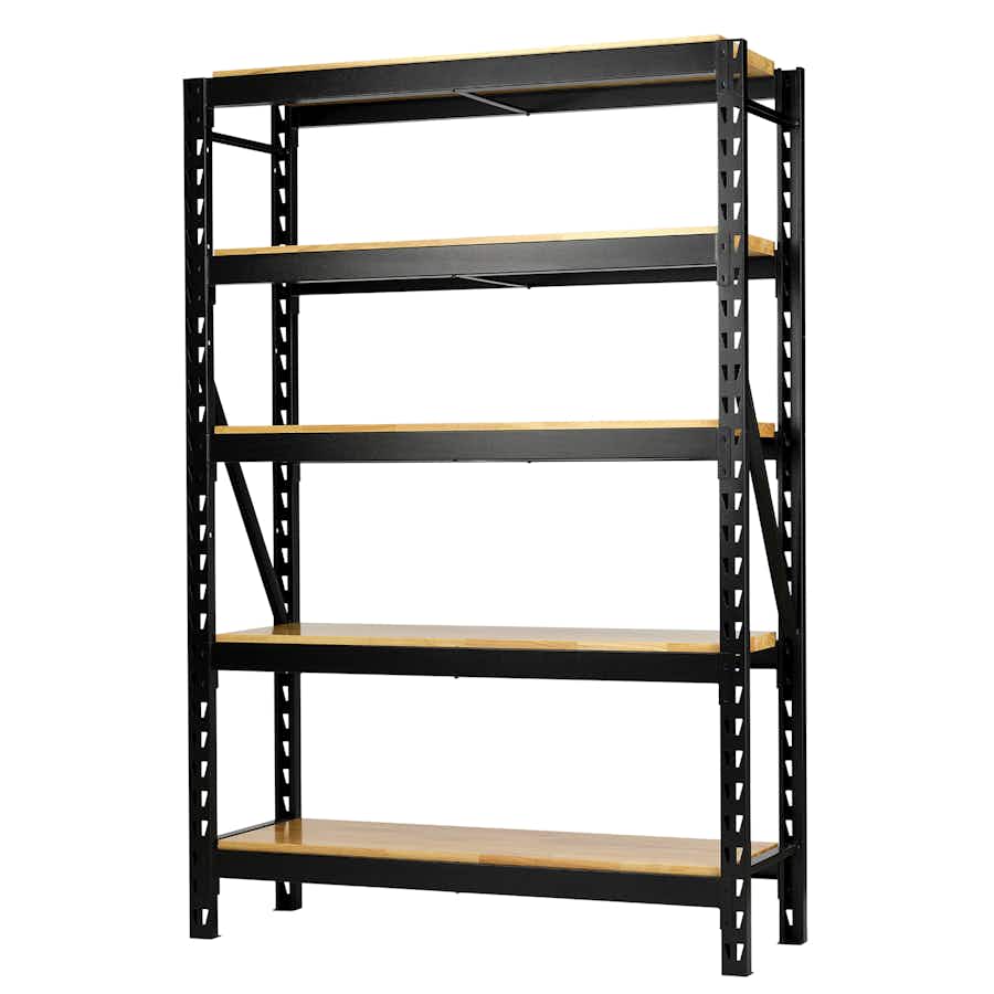 BUNKER® 27995 22 Piece Modular 5 Tier Racking with Hardwood Shelving, 1500mm