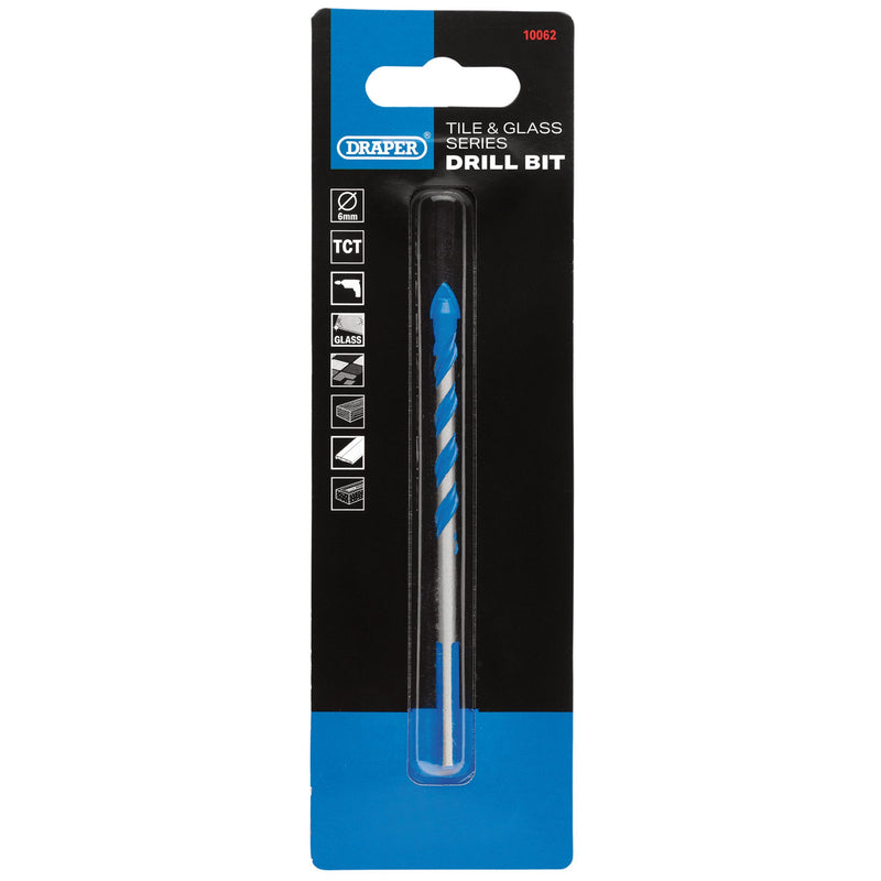 Draper 10062 TCT Tile and Glass Drill Bit, 6.0 x 101mm