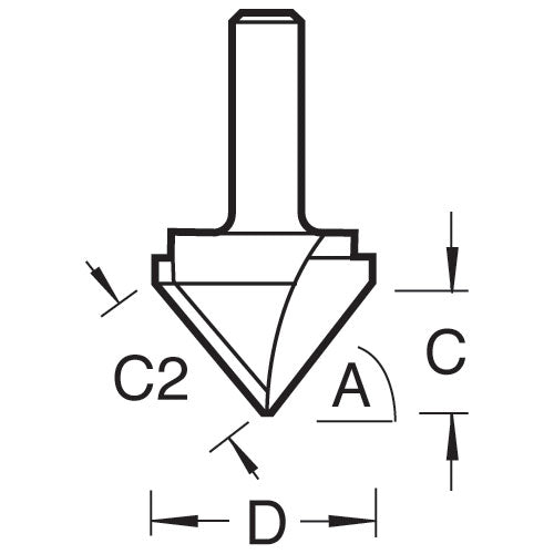 Trend Tools 11/3X1/4TC Chamfer V Groove Cutter 45 Degrees