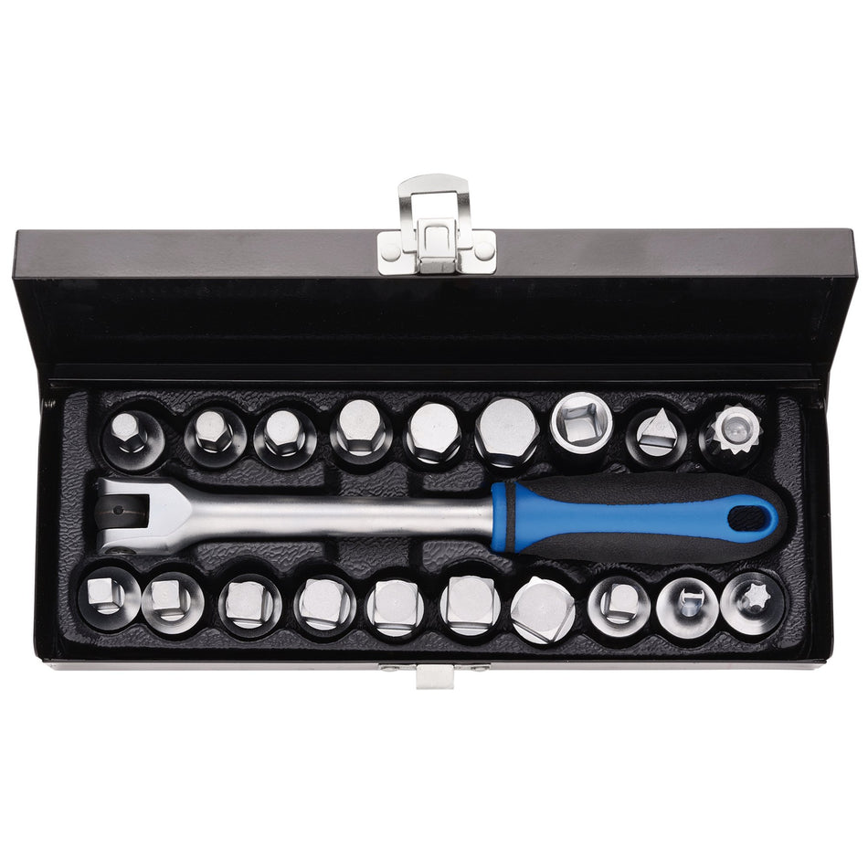 Draper 12396 Oil Drain Sump Plug Key Set, 3/4" Sq. Dr. (20 Piece)