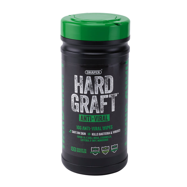 Draper 12437 Draper Hard Graft Anti-Viral Wipes (Tub of 100)