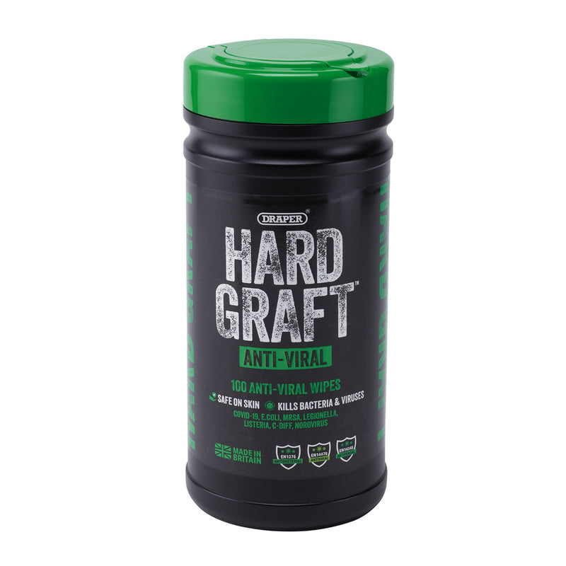 Draper 12437 Draper Hard Graft Anti-Viral Wipes (Tub of 100)