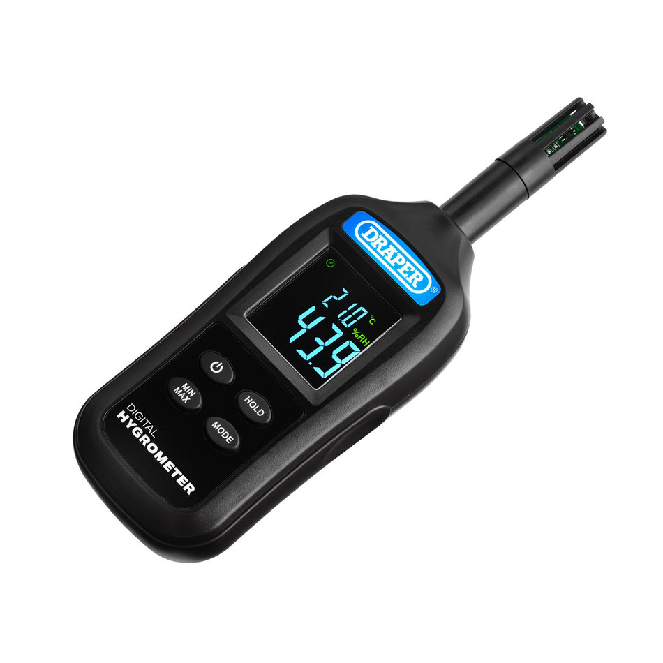 Draper 12444 Handheld Digital Hygrometer - Humidity and Temperature Meter, 0-100% RH and -20 to +70&deg;C