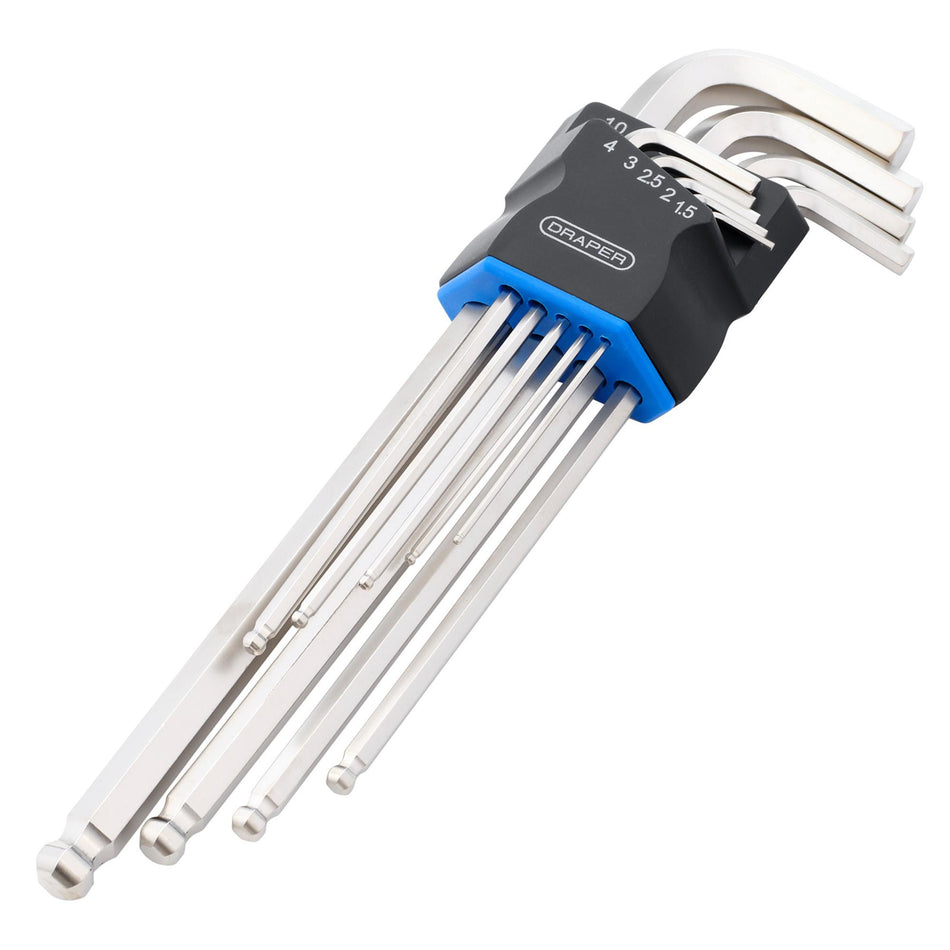 DRAPER 12809 Metric Extra Long Arm Ball End Hex Key Set (9 Piece)