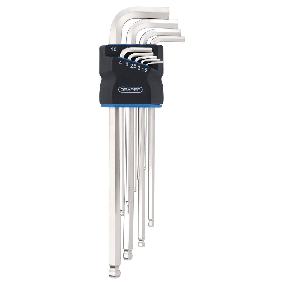 DRAPER 12809 Metric Extra Long Arm Ball End Hex Key Set (9 Piece)