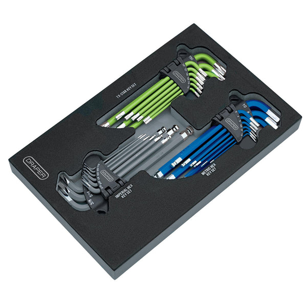 DRAPER 12822 Draper TX-STAR¨, Imperial & Metric Ball End Hex Key Sets in EVA Storage Tray (27 Piece)
