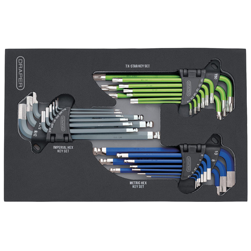 DRAPER 12822 Draper TX-STAR¨, Imperial & Metric Ball End Hex Key Sets in EVA Storage Tray (27 Piece)