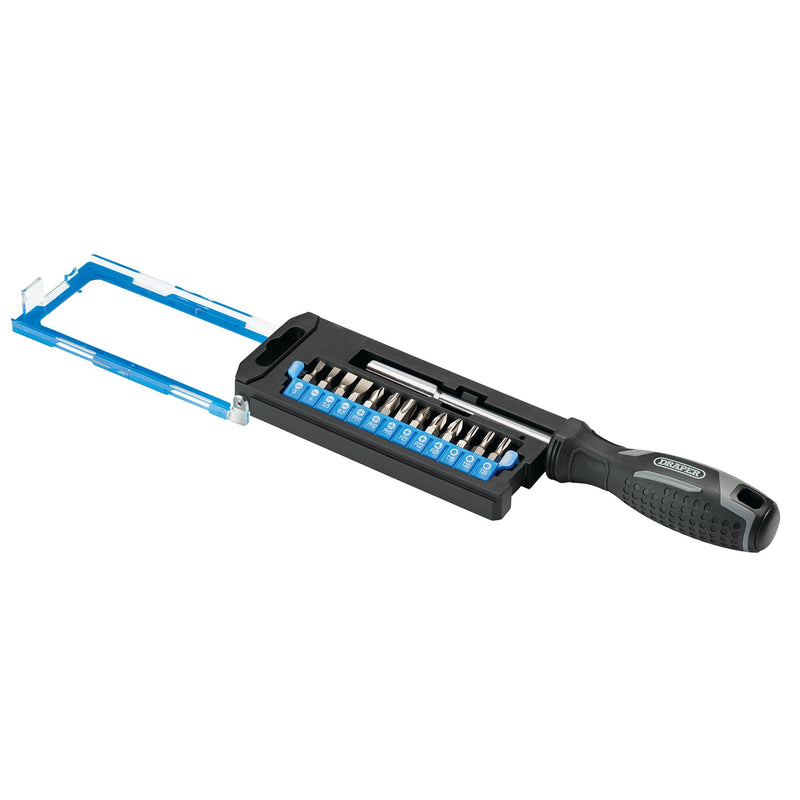Draper 13438 Soft Grip Magnetic Screwdriver and Bit Set, 1/4" x 100mm (14 Piece)
