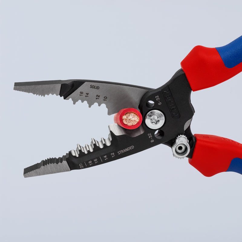 KNIPEX 13 72 8 WireStripper Multifunction Electrician Pliers American style with multi-component grips black atramentized 200 mm