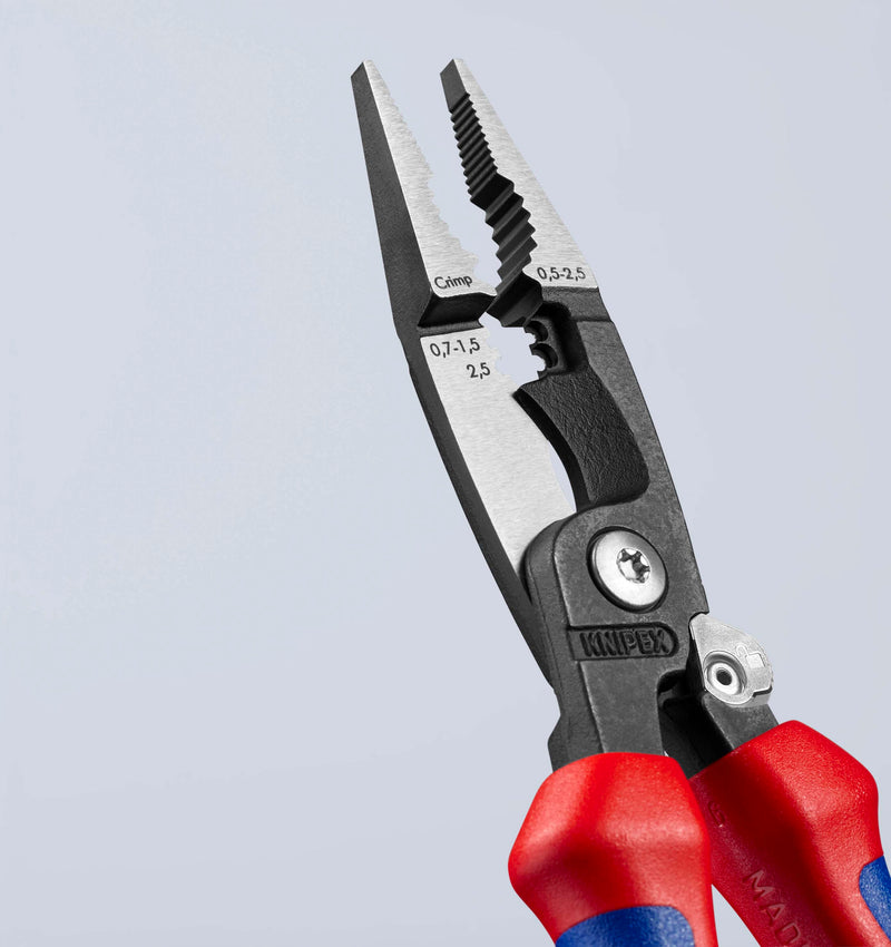 KNIPEX 13 92 200 Pliers for Electrical Installation with multi-component grips black atramentized 200 mm