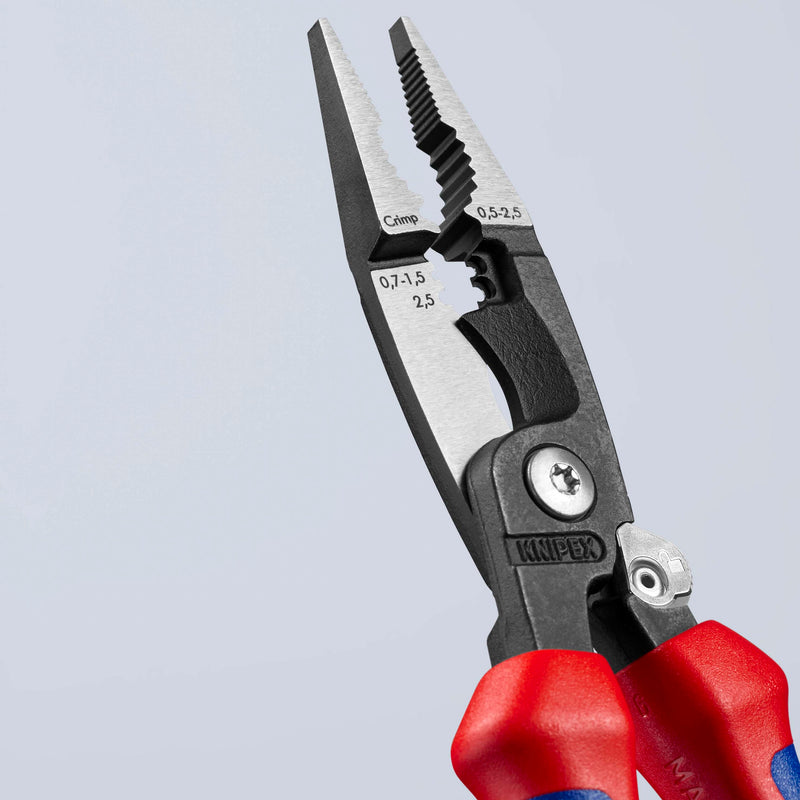 KNIPEX 13 92 200 Pliers for Electrical Installation with multi-component grips black atramentized 200 mm