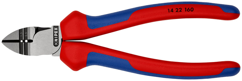 KNIPEX 14 22 160 Diagonal Insulation Stripper with multi-component grips black atramentized 160 mm