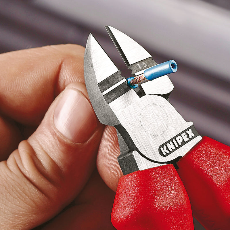 KNIPEX 14 22 160 Diagonal Insulation Stripper with multi-component grips black atramentized 160 mm