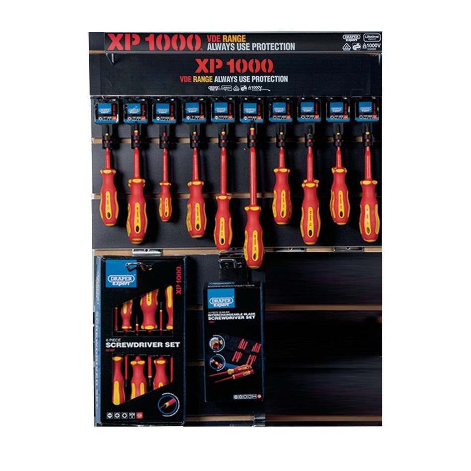 Draper 14330 XP1000¨ VDE Slimline Screwdriver Profile for Slat Wall and Toolbar (34 Piece)